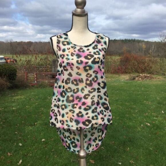 Forever 21 Sheer Pastel Cheetah High Low Size Sm - Picture 2 of 8